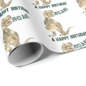 Dinosaur T-Rex Roar Happy Birthday Pattern Geschenkpapier (Rolleneckpunkt)