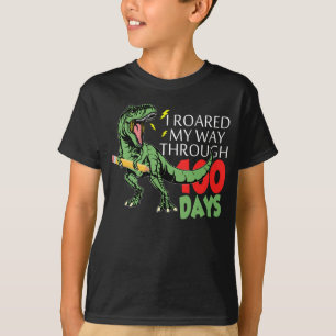 Dinosaur T-Rex Roaring in 100 Schultage T-Shirt