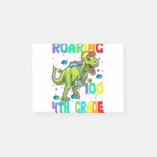 Dinosaur T-Rex Roaring in 100 Tage der 4. Klasse Post-it Klebezettel