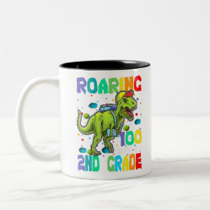 Dinosaur T-Rex Roaring in 100 Tagen der zweiten Kl Zweifarbige Tasse
