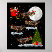 Dinosaur T-rex Santa Sleigh Flying Funny Magical C Poster (Vorne)