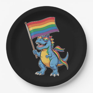 Dinosaur T Rex Schwulen Stolz LGBTQ Verbündeter Re Pappteller