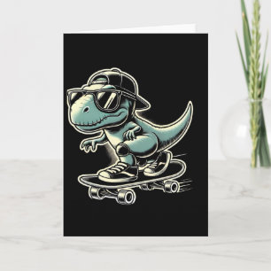 Dinosaur T Rex Skateboarding Lustige Retro Skating Karte
