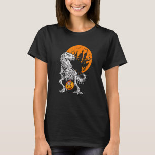 Dinosaur T rex Skeleton Halloween Candy Pumpkin T-Shirt