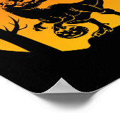 Dinosaur T Rex Skeleton Pumpkin mit Moon Bulldog Poster (Ecke)
