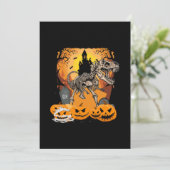 Dinosaur T-rex Skeleton Pumpkin With Moon Save The Date (Stehend Vorderseite)