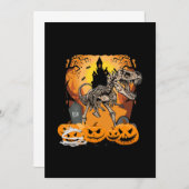 Dinosaur T-rex Skeleton Pumpkin With Moon Save The Date (Vorne/Hinten)