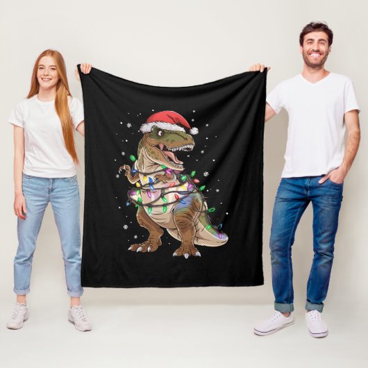 Dinosaur T-rex Tree Christmas Sweater Xmas Dino Fleecedecke (Beispiel)