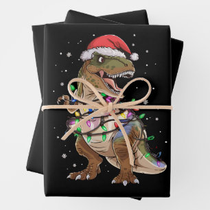 Dinosaur T-rex Tree Christmas Sweater Xmas Dino Geschenkpapier Set