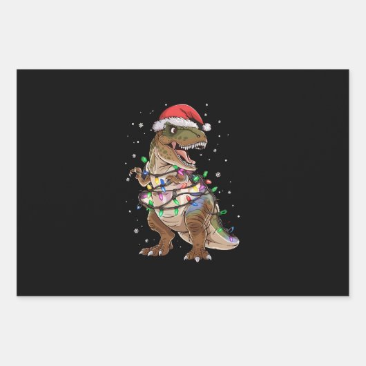 Dinosaur T-rex Tree Christmas Sweater Xmas Dino Geschenkpapier Set (Vorderseite)