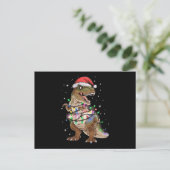Dinosaur T-rex Tree Christmas Sweater Xmas Dino Postkarte (Stehend Vorderseite)
