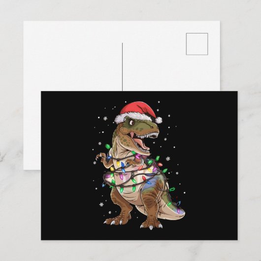 Dinosaur T-rex Tree Christmas Sweater Xmas Dino Postkarte (Vorne/Hinten)