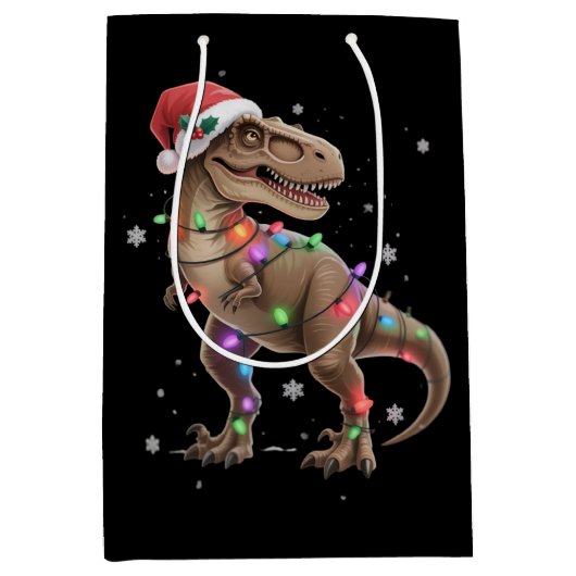 Dinosaur T-rex Tree Christmas Xmas Pet Dino Trex Mittlere Geschenktüte (Vorderseite)