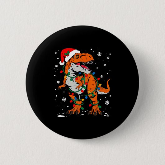 Dinosaur T Rex Tree Weihnachten Weihnachten Weihna Button (Vorderseite)