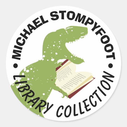 Dinosaur t-rex tyrannosaurus Lesekarte Runder Aufkleber (Vorderseite)