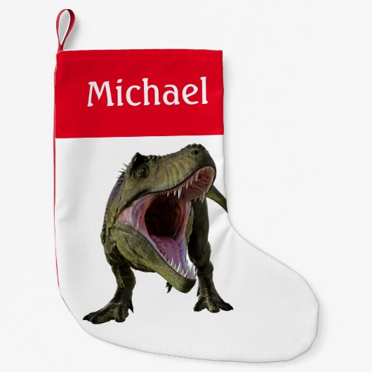 Dinosaur T-Rex Tyrannosaurus Personalisiert Kleiner Weihnachtsstrumpf (Vorderseite)