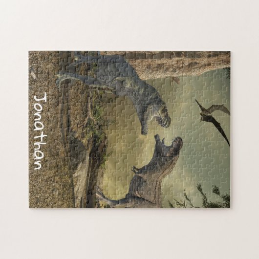 Dinosaur T-Rex Tyrannosaurus Schlachtname Monogram Puzzle (Horizontal)