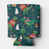 Dinosaur T-Rex: Weihnachten Neues Jahr. Dosenkühler (Rückseite)