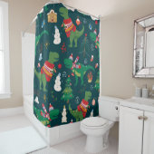 Dinosaur T-Rex: Weihnachten Neues Jahr. Duschvorhang (Beispiel)