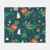 Dinosaur T-Rex: Weihnachten Neues Jahr. Fleecedecke (Vorderseite (Horizontal))