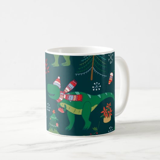 Dinosaur T-Rex: Weihnachten Neues Jahr. Kaffeetasse (VorderseiteRechts)
