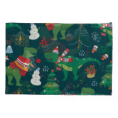 Dinosaur T-Rex: Weihnachten Neues Jahr. Kissenbezug (Rückseite)