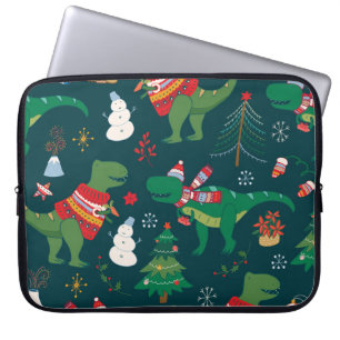 Dinosaur T-Rex: Weihnachten Neues Jahr. Laptopschutzhülle