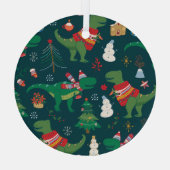 Dinosaur T-Rex: Weihnachten Neues Jahr. Ornament Aus Glas (Rückseite)
