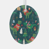 Dinosaur T-Rex: Weihnachten Neues Jahr. Ornament Aus Glas (Vorderseite Rechts)