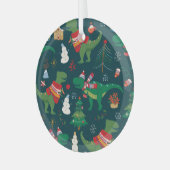 Dinosaur T-Rex: Weihnachten Neues Jahr. Ornament Aus Glas (Vorderseite links)
