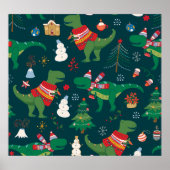 Dinosaur T-Rex: Weihnachten Neues Jahr. Poster (Vorne)