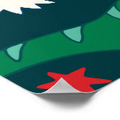 Dinosaur T-Rex: Weihnachten Neues Jahr. Poster (Ecke)