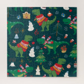 Dinosaur T-Rex: Weihnachten Neues Jahr. Puzzle (Vertikal)