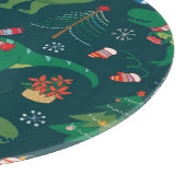 Dinosaur T-Rex: Weihnachten Neues Jahr. Schneidebrett (Ecke)