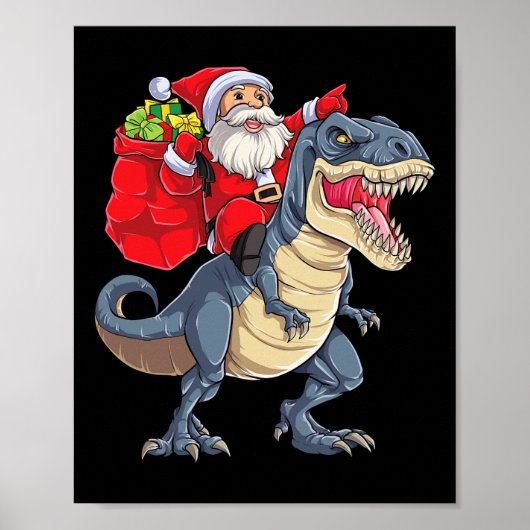 Dinosaur T Rex Weihnachtsjungs Männer Mädchen Weih Poster (Vorne)