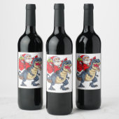 Dinosaur T rex Weihnachtsjungs Männer Mädchen Weih Weinetikett (Flaschen)