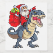 Dinosaur T rex Weihnachtsjungs Männer Mädchen Weih Weinetikett (Einzelnes Label)