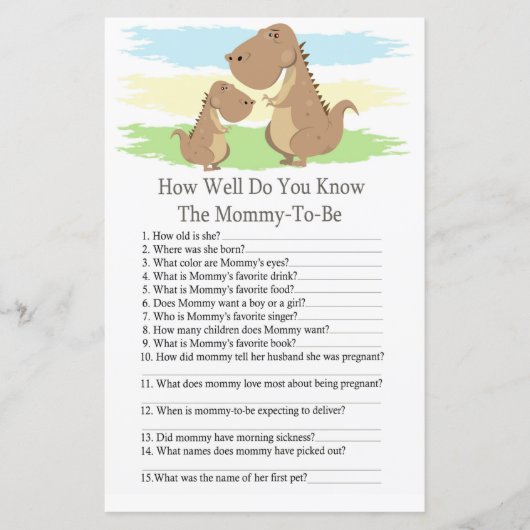 Dinosaur T-rex wie gut Sie wissen, Babydusche (Vorderseite)