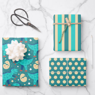 Dinosaur T-Rex Wrapping Paper Set Geschenkpapier Set
