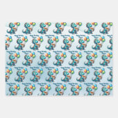 Dinosaur T-rex zum Thema Personalisierter Geburtst Geschenkpapier Set (Vorderseite 2)