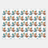 Dinosaur T-rex zum Thema Personalisierter Geburtst Geschenkpapier Set (Vorderseite 3)