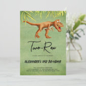 Dinosaur T Rex Zweite Geburtstagsparty Einladung (Stehend Vorderseite)