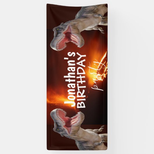 Dinosaur T Rexs Boy White Banner (Vertikal)