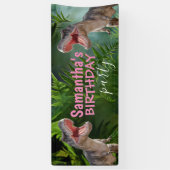 Dinosaur T Rexs Girl Pink Banner (Vertikal)