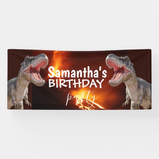 Dinosaur T Rexs Girl White Banner (Horizontal)