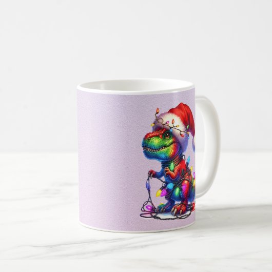 Dinosaur tangled up in fairy christms lights kaffeetasse (VorderseiteRechts)