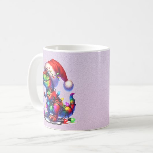 Dinosaur tangled up in fairy christms lights kaffeetasse (Vorderseite Links)