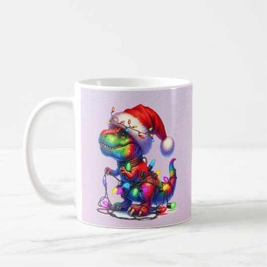Dinosaur tangled up in fairy christms lights kaffeetasse (Links)