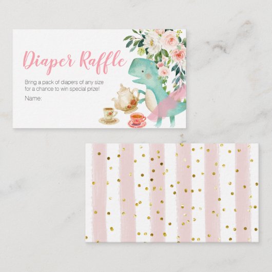 Dinosaur Tea Party Baby Dusche Windpreispreisraffi Begleitkarte (Vorne/Hinten)