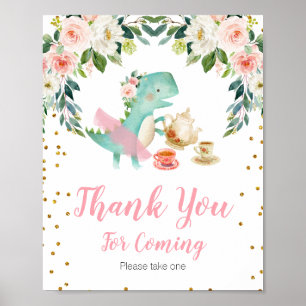 Dinosaur Tea Party Floral Vielen Dank für Ihren Be Poster